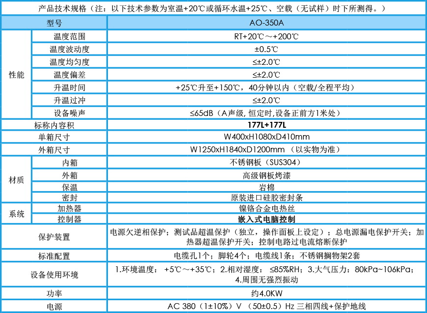 高溫老化試驗箱 AO-350A參數(shù)